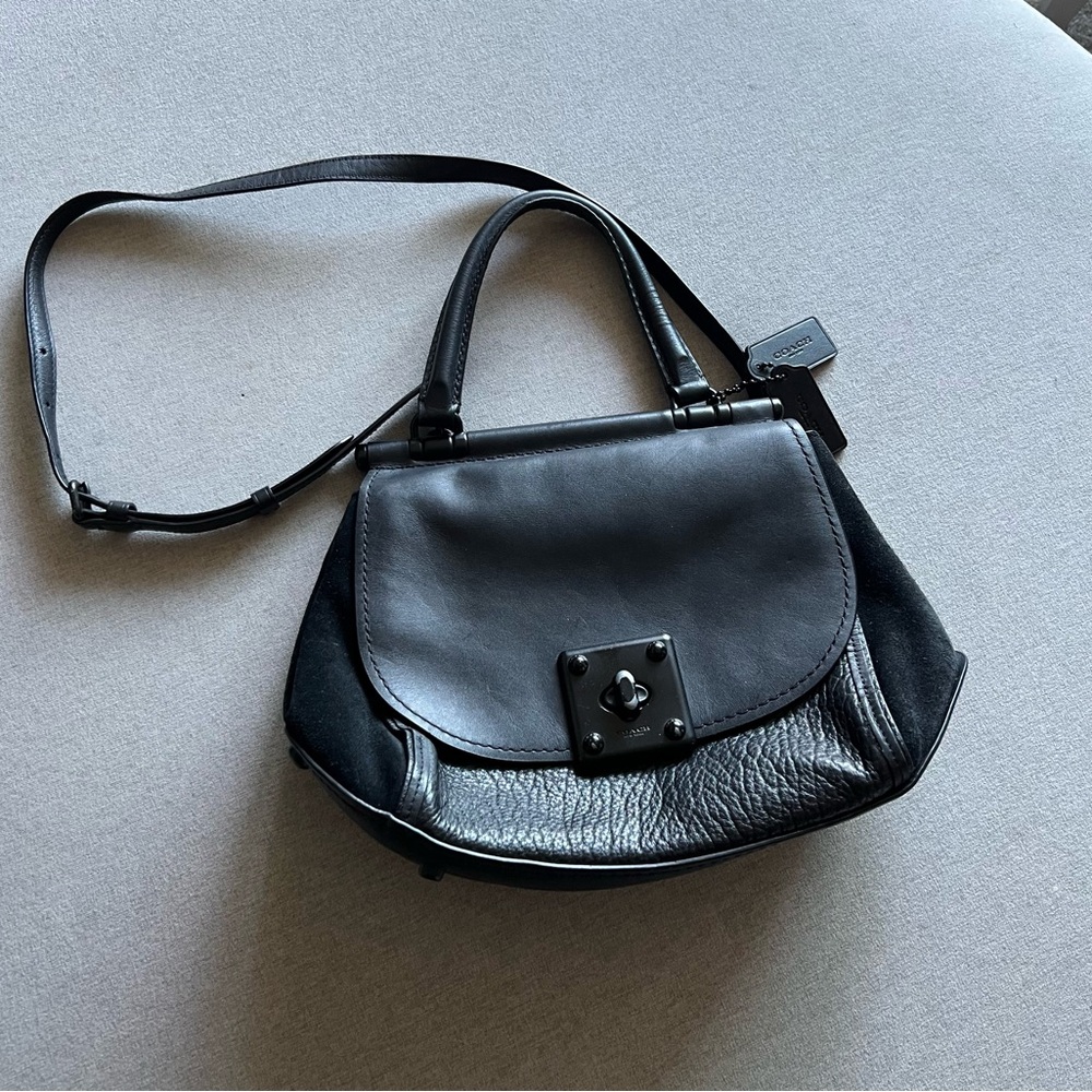 COACH-Black Leather Handbag
